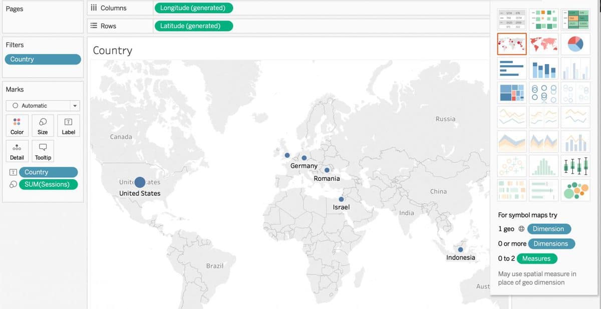 tableau and Google Analytic Map