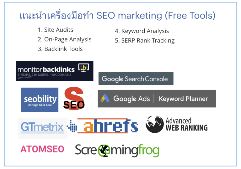 5 กลุ่ม SEO tool สำหรับ Search Marketing (เน้นฟรี)