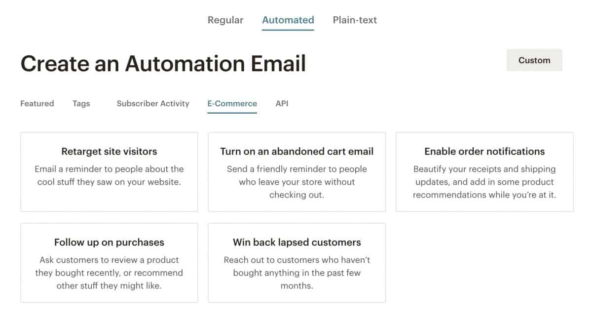 email automation form mailchimp