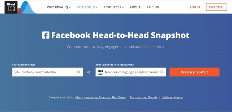 Facebook Page Head-to-Head Snapshot เปรียบเทียบเพจเรากับคู่แข่งฟรีๆโดย RivalIQ